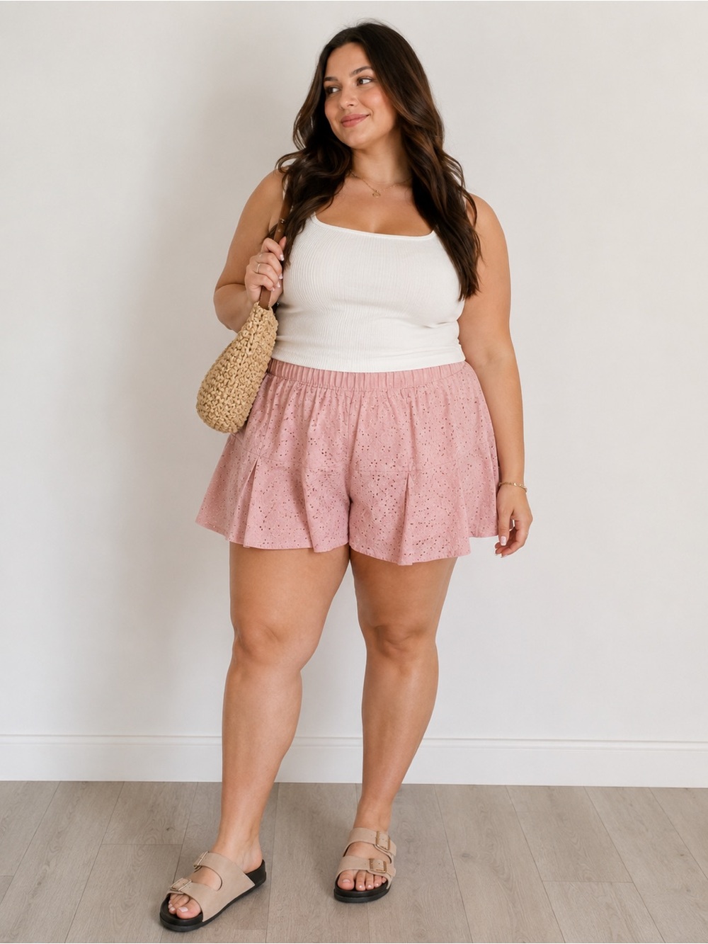 Light Pink Eyelet Skirted Shorts (Skort) Plus XXL